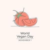 World Vegan Day design template good for celebration usage. World Vegan Day design. Continuous line drawing. eps 10. vector