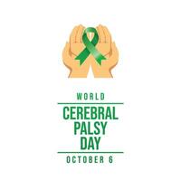 World Cerebral Palsy Day design tenplate good for celebration usage. World Cerebral Palsy Day design. Green ribbon design. flat design. eps 10. vector