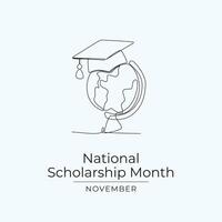 National Scholarship Month design template good for celebration usage. National Scholarship design. Continuous line drawing. eps 10. vector