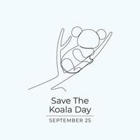 Save The Koala Day design template good for celebration usage. Save The Koala Day design. Continuous line drawing. eps 10. vector