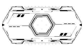 HUD sci-fi interface screen view black geometric on white design virtual reality futuristic technology creative display vector
