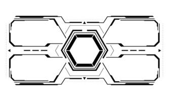 HUD sci-fi interface screen view black geometric on white design virtual reality futuristic technology creative display vector