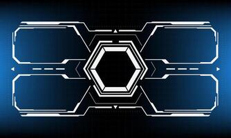 HUD white sci-fi interface screen view black geometric design virtual reality futuristic technology creative display on blue vector