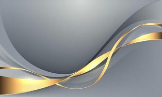 Abstract luxury gold ribbon line wave curve on grey design modern background vector