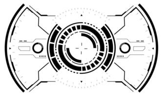 HUD sci-fi interface screen view black geometric on white design virtual reality futuristic technology creative display vector