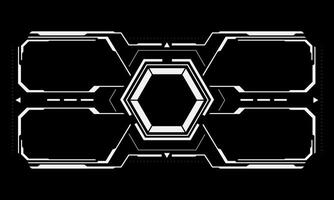 HUD sci-fi interface screen view white geometric on black design virtual reality futuristic technology creative display vector