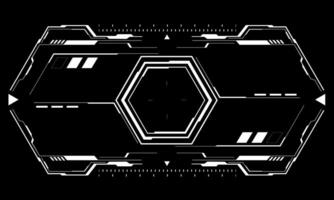 HUD sci-fi interface screen view white geometric on black design virtual reality futuristic technology creative display vector