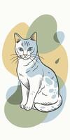 One line art of cat drawing Abstract minimal continuous line wall decor vector
