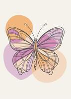 One line art of Butterfly drawing Abstract minimal continuous line wall decor vector