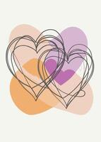one line two love sketch drawing abstract minimal vector