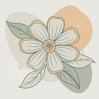 One line art of flower drawing Abstract minimal floral continuous line art vector
