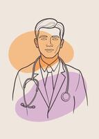 One line art of Doctor drawing Abstract minimal continuous line wall decor vector