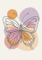One line art of Butterfly drawing Abstract minimal continuous line wall decor vector