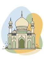 One line art of muslim drawing Abstract minimal islamic continuous line art vector