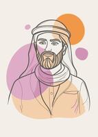 One line art of muslim drawing Abstract minimal islamic continuous line art vector