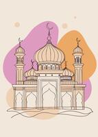 One line art of muslim drawing Abstract minimal islamic continuous line art vector