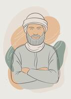 One line art of muslim drawing Abstract minimal islamic continuous line art vector