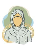 One line art of muslim drawing Abstract minimal islamic continuous line art vector