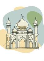 One line art of muslim drawing Abstract minimal islamic continuous line art vector