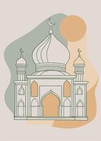 One line art of muslim drawing Abstract minimal islamic continuous line art vector