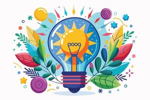 Art of Bulb idea on white background vector