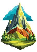 Adventures mountain drawing with river Abstract minimal flat art vector