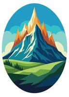 Adventures mountain drawing Abstract minimal flat art vector