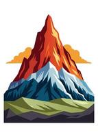 Adventures mountain drawing Abstract minimal flat art vector