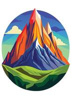 Adventures mountain drawing Abstract minimal flat art vector