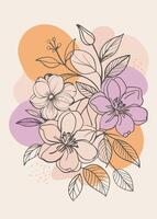 One line art of flower drawing Abstract minimal floral continuous line art vector
