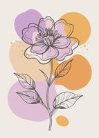 One line art of flower drawing Abstract minimal floral continuous line art vector