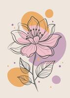 One line art of flower drawing Abstract minimal floral continuous line art vector