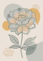 One line art of flower drawing Abstract minimal floral continuous line art vector