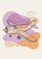One line art of flying airplane drawing Abstract minimal continuous line wall decor vector