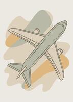 One line art of flying airplane drawing Abstract minimal continuous line wall decor vector
