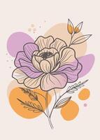 One line art of flower drawing Abstract minimal floral continuous line art vector