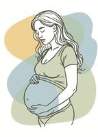 One line art of Pregnant women drawing Abstract minimal continuous line wall decor vector