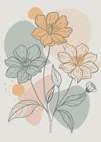 One line art of flower drawing Abstract minimal floral continuous line art vector