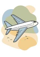 One line art of flying airplane drawing Abstract minimal continuous line wall decor vector
