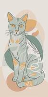 One line art of cat drawing Abstract minimal continuous line wall decor vector