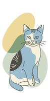 One line art of cat drawing Abstract minimal continuous line wall decor vector