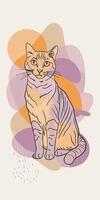 One line art of cat drawing Abstract minimal continuous line wall decor vector
