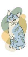 One line art of cat drawing Abstract minimal continuous line wall decor vector