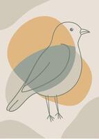 One line bird sketch drawing abstract minimal vector