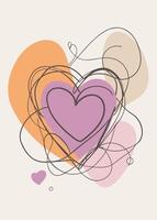 one line two love sketch drawing abstract minimal vector