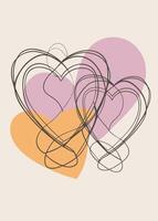 one line two love sketch drawing abstract minimal vector