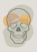 ONe line skull sketch drawing abstract minimal continuous line wall decor vector
