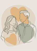 one line two love sketch drawing abstract minimal vector