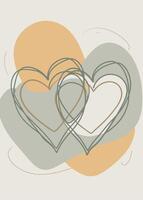 one line two love sketch drawing abstract minimal vector
