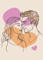 one line two love sketch drawing abstract minimal vector